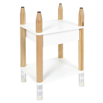 Crayon - Table de chevet avec tiroir pour chambre d'enfant blanc