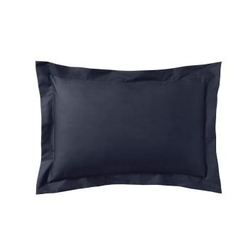ROYAL LINE - Taie d'oreiller unie en percale de coton bleu 50x70
