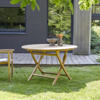 Table de jardin pliante 2 personnes 70x70 cm en bois teck HARRIS