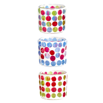 Mosaique - Set de 3 photophores décoratifs en verre multicolore H5