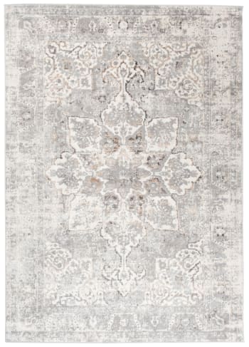 Tappeto da soggiorno classico crema beige grigio fiori 80x150 VALLEY