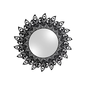 Plume - Miroir en métal filaire diam. 60 cm noir