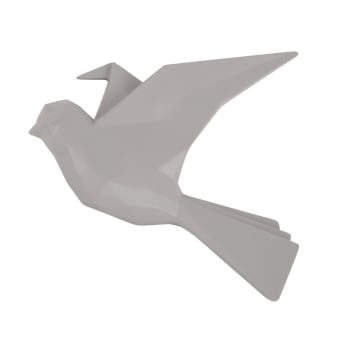 Origami - Uccello da parete in resina origami modello grande grigio opaco