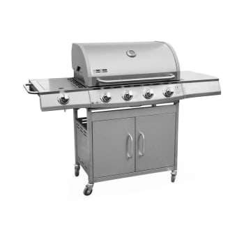 Barbecue gaz inox 17kw, 5 brûleurs dont 1 feu