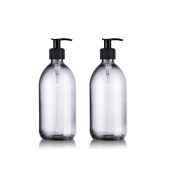 BURETTE - Duo flacons verre blanc 500ml pompe dispenser