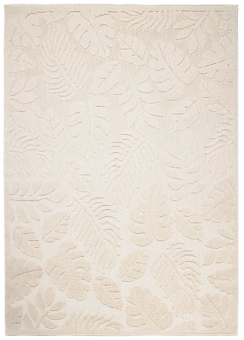 VIERA - Alfombra exterior interior 3D crema beige hojas 200 x 300 cm