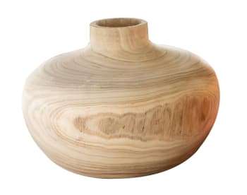 WOODHY - Vase en bois de paulownia beige