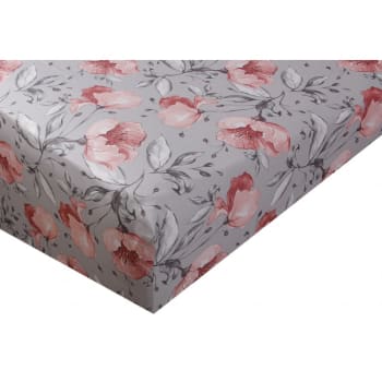 FLORAL SATIN - Drap housse satin de coton 140x190 cm imprimé Floral