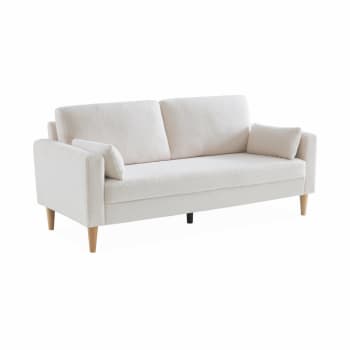 Bjorn - Divano scandinavo in tessuto bouclé e legno, 3 posti