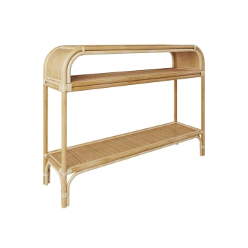 Consolle con 3 cassetti 110 cm in legno naturale e rattan - Nilde