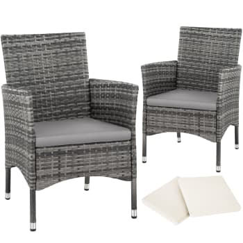 2 sillas de ratán y 4 fundas acero gris/gris claro