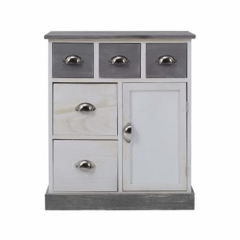 Mueble de almacenaje con 5 cajones y 1 puerta de madera blanco y gris