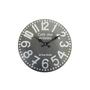 Orologio tondo in legno grigio e bianco ø 33,8 cm
