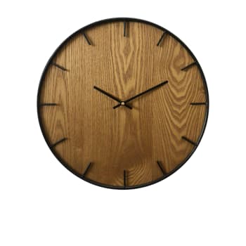 Orologio rotondo in legno marrone e nero ø 40 cm