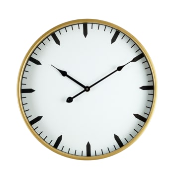Reloj de vidrio y metal blanco y dorado D. 40 cm