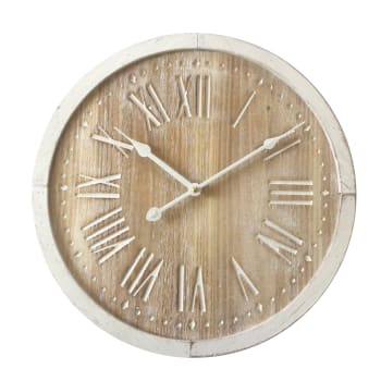 Horloge murale à chiffres romains effet bois blanc et marron ø 40 cm