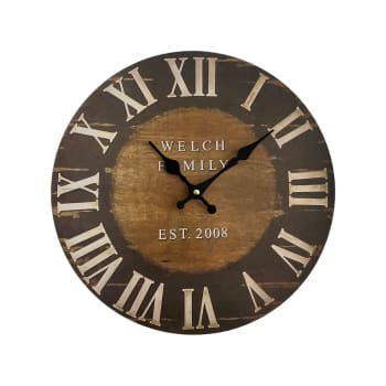 Orologio anticato in legno marrone e bianco ø 33,8 cm