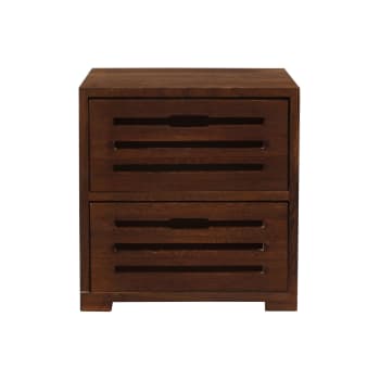 Comodino 2 cassetti rovere, legno massello, 46 ​​cm larghezza LUCA