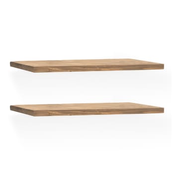 Melva - Pack 2 estanterías de madera maciza flotante envejecido 160cm