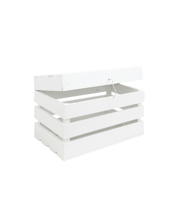 BOX - Baúl de madera maciza en tono blanco de 39x33x30,5cm