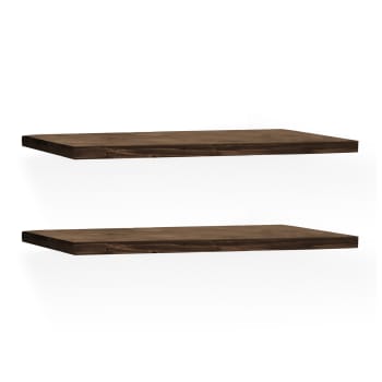 Melva - Pack 2 estanterías de madera maciza flotante nogal 180cm