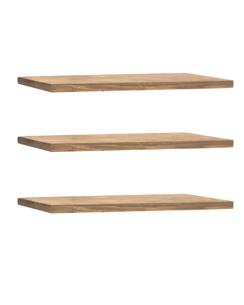 Melva - Pack 3 estanterías de madera maciza flotante envejecido 160cm