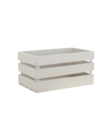 Caja de madera maciza en tono gris claro de 49x30,5x25,5cm