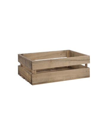 Caja de madera maciza en tono envejecido de 49x30,5x17,5cm