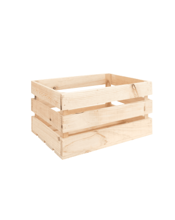 Caja de madera maciza en tono natural de 49x30,5x25,5cm