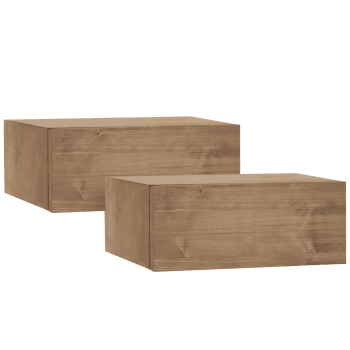Ingrid - Ensemble 2 tables de chevet flottants en bois de pin vieilli 40x15cm