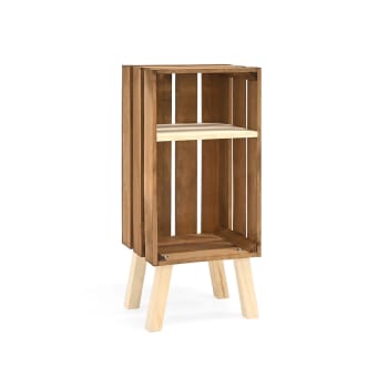 Box - Table de chevet en bois de pin verticale vieilli 25,5x66cm