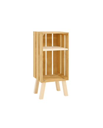 Box - Mesita de noche de madera maciza en tono olivo de 66x25,5cm