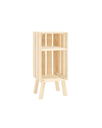 Box - Mesita de noche de madera maciza en tono natural de 66x25,5cm