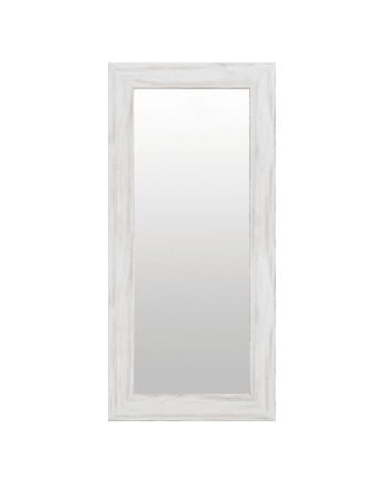 Mate - Espejo de madera decapado blanco de 70x150cm