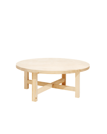 Olivia i - Table basse en bois de sapin naturel Ø80cm