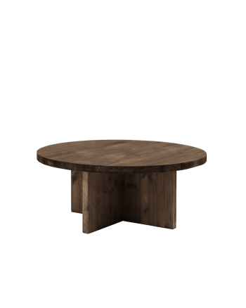 Tokyo i - Table basse ronde en bois de sapin marron foncé Ø60cm