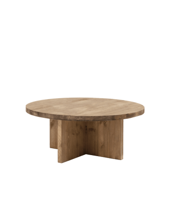 Mesa centro madera y metal 80x80 espiga - AD Decor Online