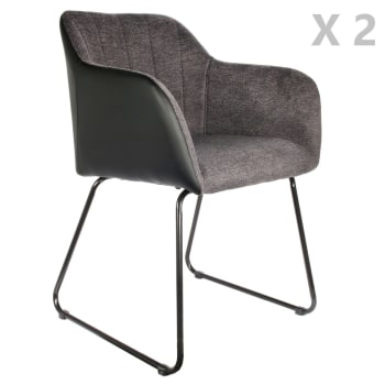 Memphis - 2 fauteuils de table industriel gris