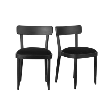 Belmont - Lot de 2 chaises en chêne et velours Noir