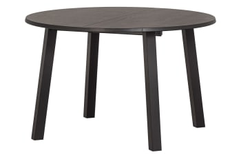 Langejan - Table de repas ronde extensible en chêne noir D 120