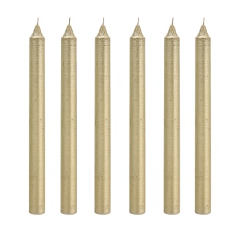 Stripes - Set de 6 bougies dorées métallique H25