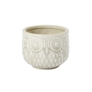 Owly - Fioriera decorativa in ceramica bianca H8