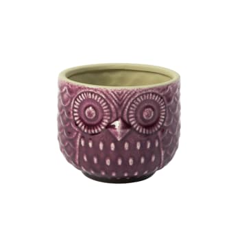 Owly - Fioriera decorativa in ceramica viola H10