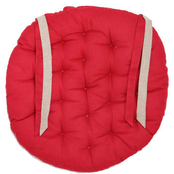 Valayans - Galette de chaise ronde en coton rouge D40