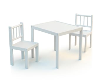 Juego de una mesa + dos sillas blanco