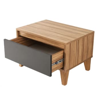 Samba - Table de chevet design bois gris foncé