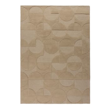FR DESIGN - Tapis géométrique design en laine beige 120x170