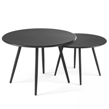 Palavas - Lot de 2 tables basses de jardin en acier anthracite