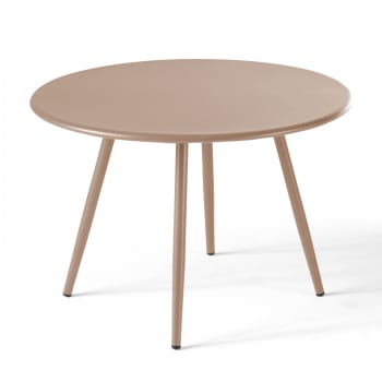 Palavas - Tavolino basso rotondo in metallo color talpa