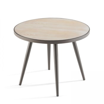 Tivoli - Mesa de centro redonda con tablero de imitación de madera ø 45 cm